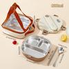 3/4 Grid Portable Square Lunch Container With Cutlery Capybara 304 Stainless Steel Divided Lunch Box For Kids Student Heatable