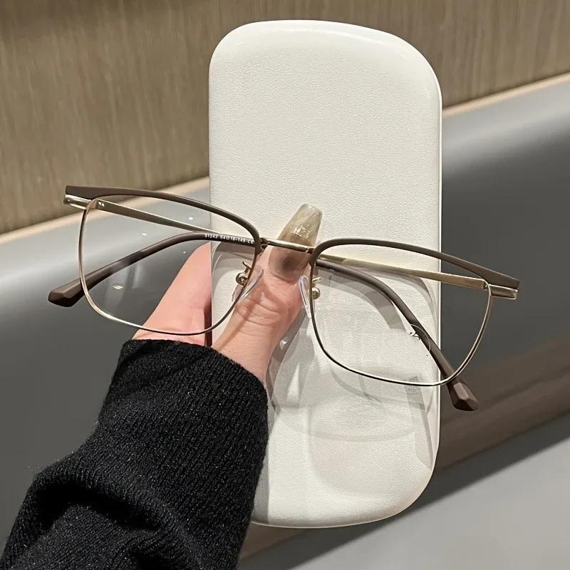 2PCS Square Half Frame Metal Business Glasses for Men Anti Blue Light Glasses Computer Anti Radiation Glasses for Women