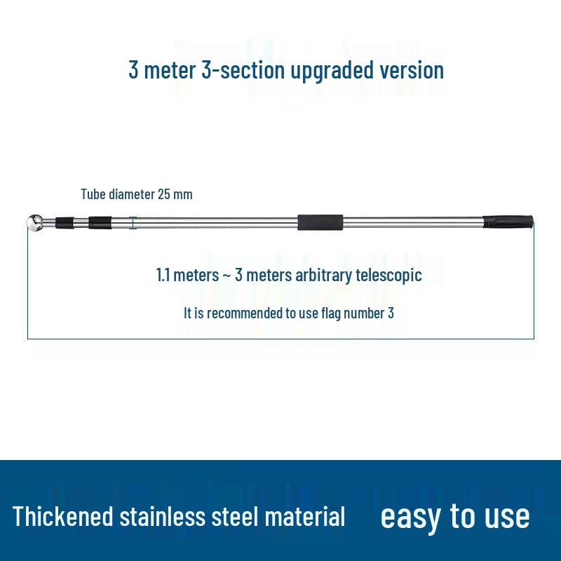 Hand-Crank Stainless Steel Telescopic Flagpole - Thickened, Outdoor, Handheld for Sports and Tour Guide Use