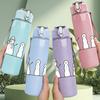 1PC Winter Snowman Pine Tree Scene 750ml Color Plastic Sports Water Bottle Leakproof Flip Straw Lid Suitable for Sports Office Home Use