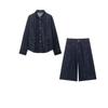 Cross-border Women's Clothing Wholesale 2026 Spring New Product Retro Hong Kong Style Casual Versatile Denim Jacket Straight Casual Pants Set