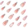 French pink sweet cool wearing nail cross-border hot-selling 3D three-dimensional bow nail art fake nail almond nail piece