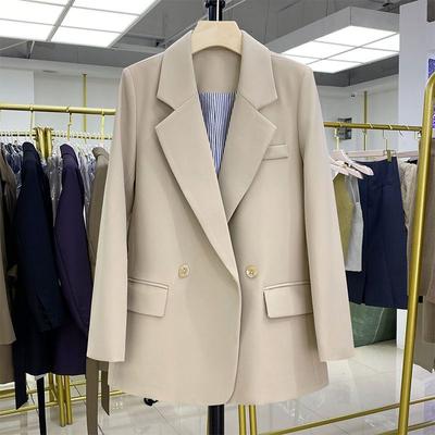 İngiliz Tarzı Mizaç Kadın Blazers Uzun Kollu Moda Kruvaze Ceket
