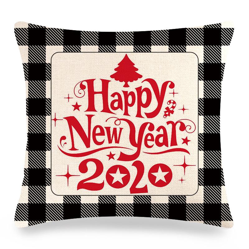 Christmas Checkered Red Letters Digital Printing Short Plush Pillow Covers For Car Sofa Office Cushion Cover Home Goods