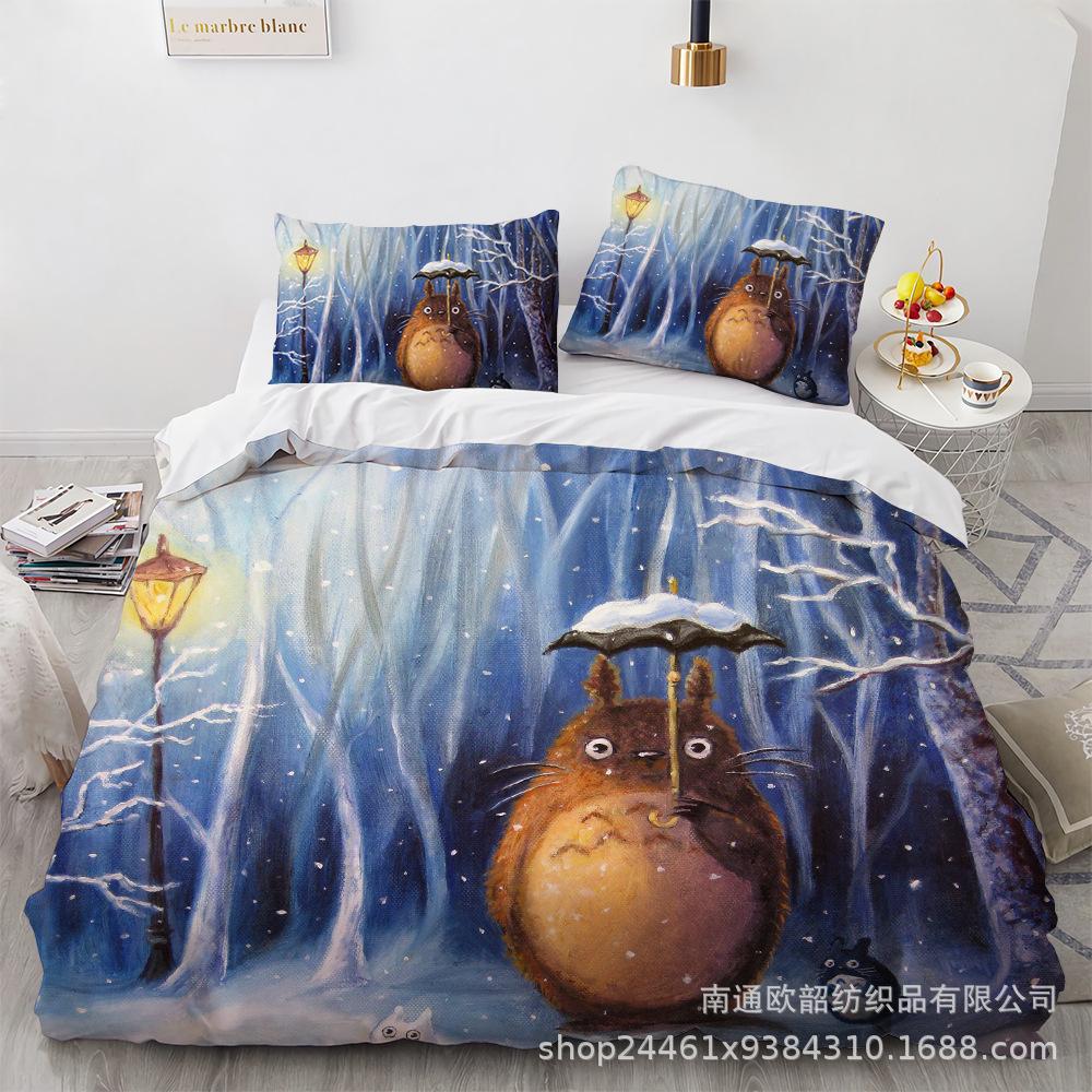 3D Digital Printing Cartoon Animation Chinchilla Bedding Three-Piece Set, Quilt Cover Pillowcase Four-Piece Set