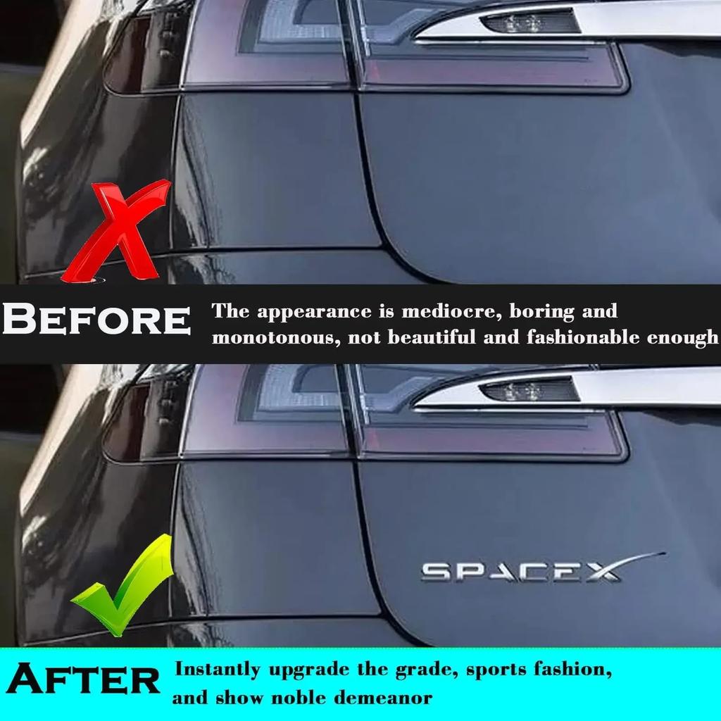 Phbvg5 3D ABS Letters Sticker SPACEX For Tesla Rear Tailgate Trunk Emblem Badge Car Stickers Decal for Model 3/Y/X/S