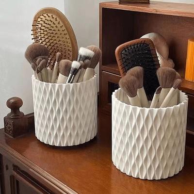 Portapenne da scrivania multifunzionale girevole a 360° per matite per sopracciglia, pennelli da trucco, scatola portaoggetti per strumenti per il trucco