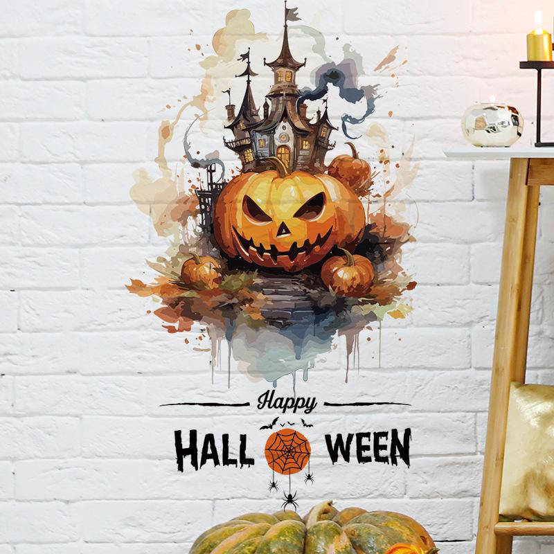 Halloween Horror Wall & Toilet Sticker Set: Ghost, Pumpkin, Monster, Bat & Shadow Decals