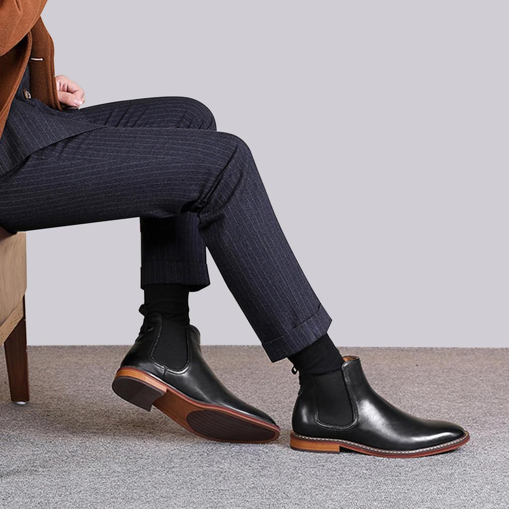 [FOX Sense] Boots Business Shoes Chelsea Boots Business Side Gore Men's Chukka Leather Shoes Genuine Leather Dress Shoes Formal Black 25.0cm C805H-01