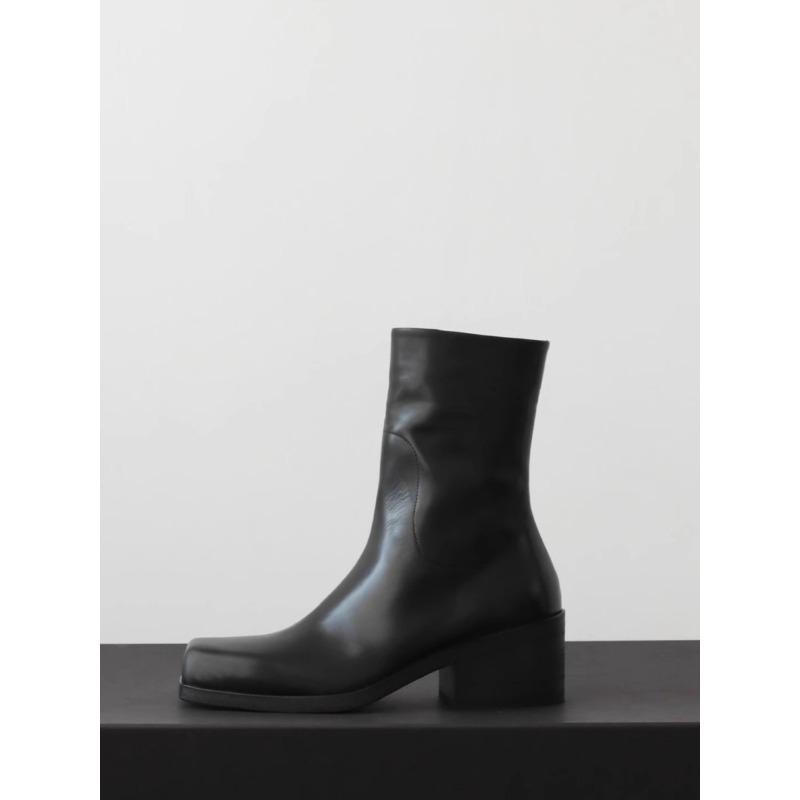 Niche Thick Heel Medium Tube Knight Boots Women's Pile Short Boots Thin Boots High Heel Martin Boots Small Ankle Boots