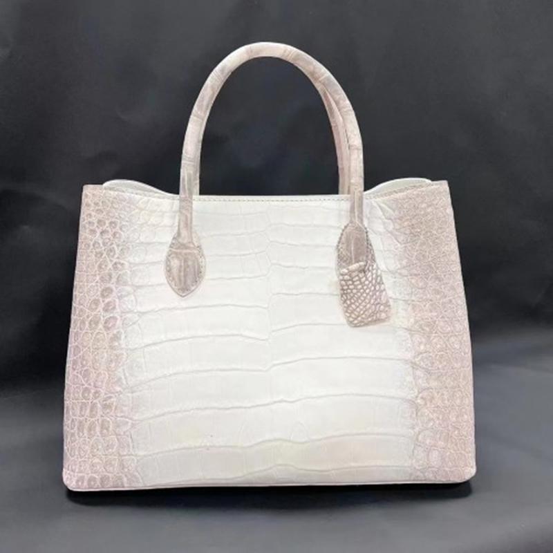 

Сумка из крокодиловой кожи большой вместимости, роскошные повседневные женские сумки, открытая белая высококачественная женская сумка