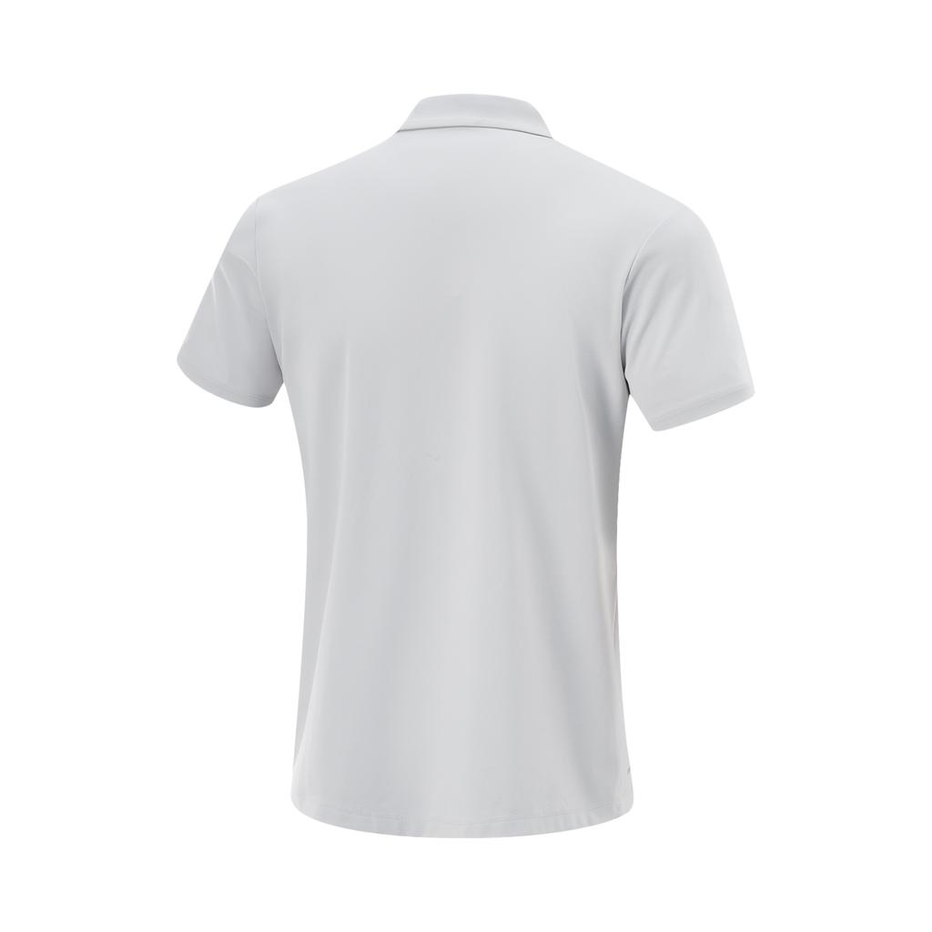 Li-Ning Comfortable Casual Minimalist Solid Color Versatile Short Sleeve Polo Shirt Men Tops Static-Gray APLV037-7