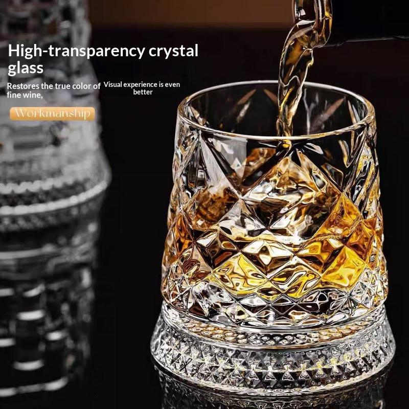 2026 Whiskeygläser Drehendes Whiskyglas Mit Glasboden 360 Grad Drehung Rumglas Für Cocktailparty Trinken
