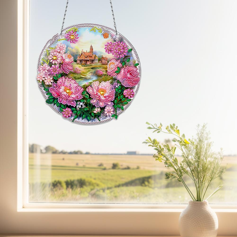 Acrylic 2D Flat DIY Special Shape Hanging Diamond Art Kits Rhinestone Diamond Art Window Pendants Home Wall Decoration Crafts