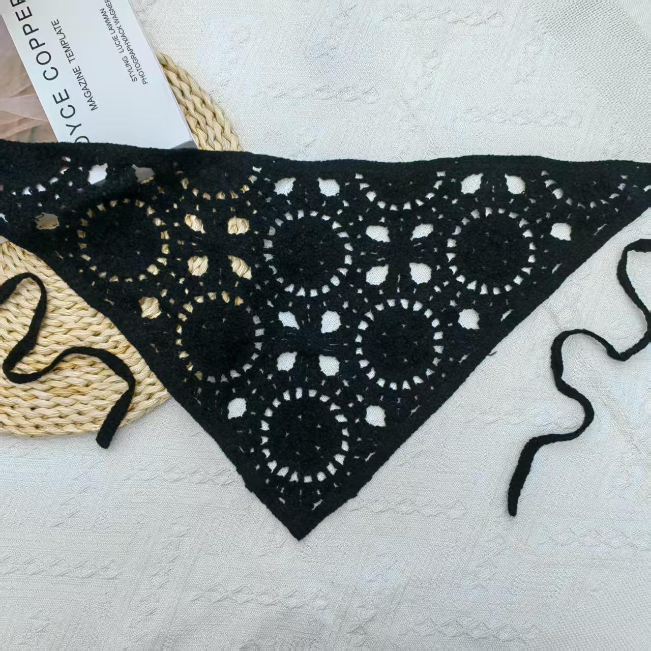 

Korean Style Knitted Triangle Headscarf: Sweet Geometric Pastoral Hair Band чёрный
