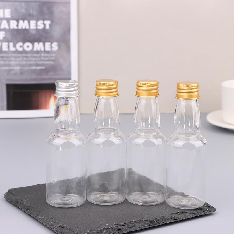 10 Stück 50 ml Mini-klare Haustier-nachfüllbare kleine Weinflaschen für Party, Hochzeit, Schnapsflaschen mit auslaufsicherem Schraubdeckel