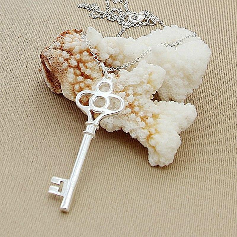 New Arrival  Sterling  Fashion Simple Key Pendant Necklaces Charm Jewelry Necklace Women Men