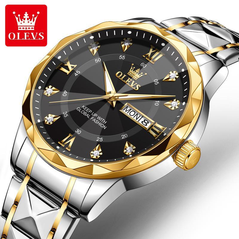 Oulishi 2025 Men's Luminous Waterproof Quartz Watch with Diamond-Shaped Mirror