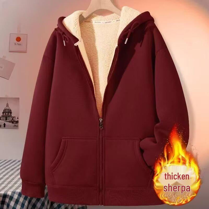 Men's Winter Hooded Fleece-Lined Zipper Cardigan Sports Jacket
