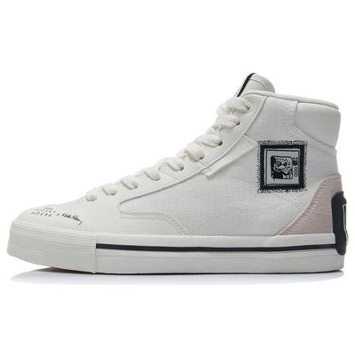 Disney X Li Ning Disney Breathable, Lightweight, Slip Resistant High Top Skateboard Shoes Women's White Black AECR062-4