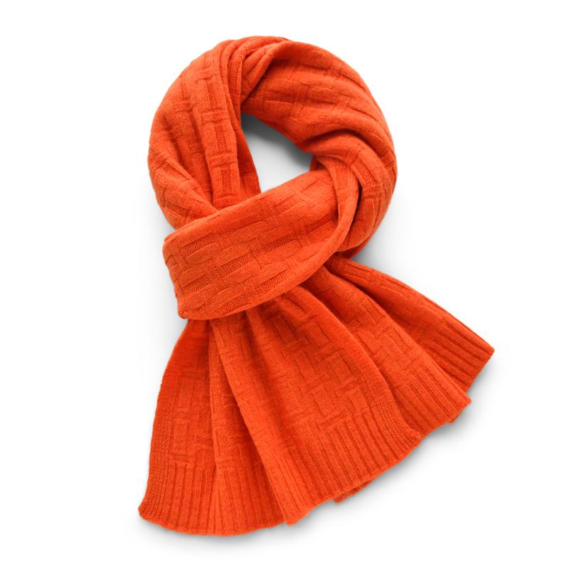 

Orange red solid color pure 100% wool scarf knitted autumn winter for women s soft warm shawl thin lady luxury gifts