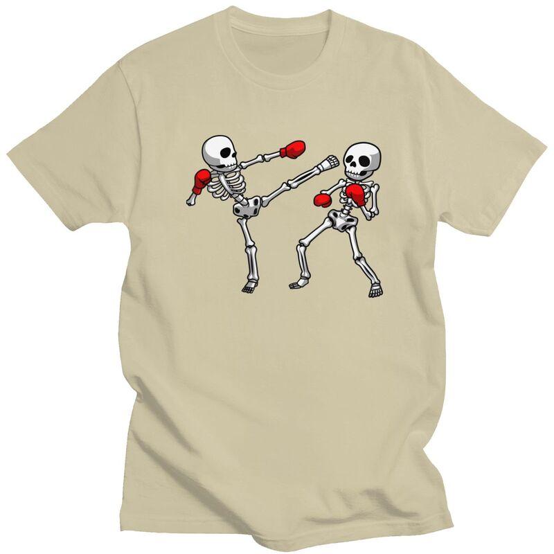 Kickboxing Kickboxer Boxe T-shirt Teschio Magliette Puro Cotone Maglietta Estate Girocollo Pugile Arti Marziali T-shirt Casual Manica Corta