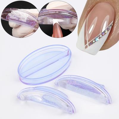 Crystal Glitter Nail Stamp Scraper Clear Jelly Silicone Head For French Nails Manicuring Kits Nail Art Stamping Tool Set