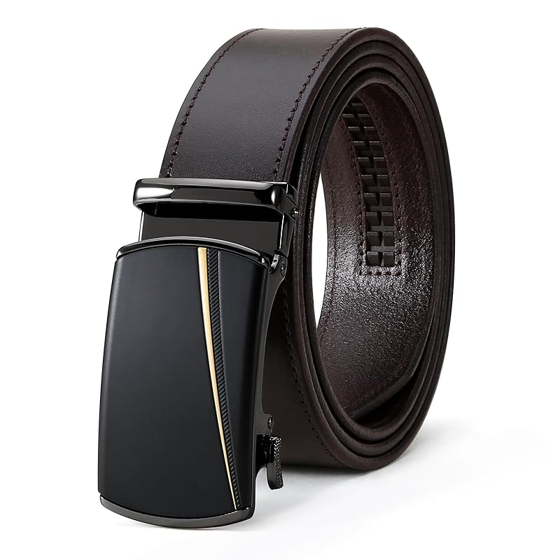 

EnjoIt belt tochigi leather mens belt gentleman s belt suit belt men s Auto lock type big non-porous genuine leather business leisure simple high