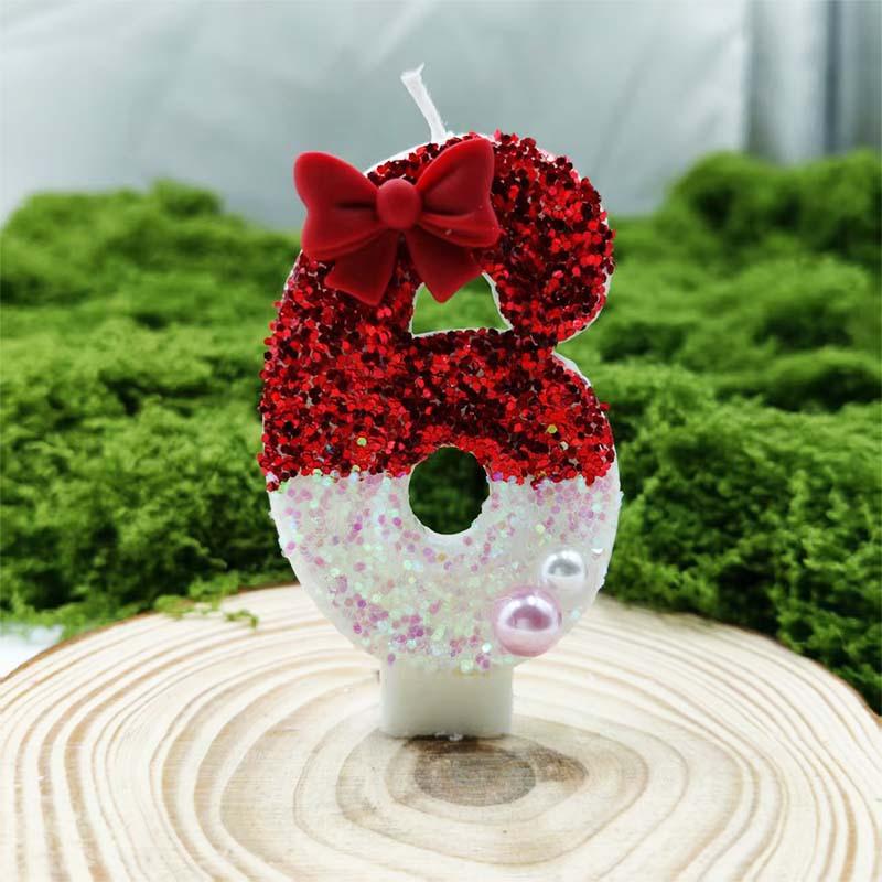 Creative Red Bow Digital Candle Birthday Candle Cake Atmosphere Birthday Decoration Candle