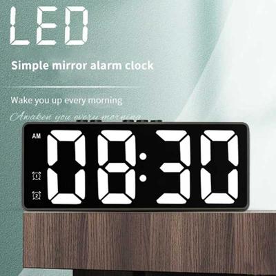 LED Elektronik Ayna Çalar Saat Dijital Saat Ses Kontrolü Sıcaklık Saati Masaüstü Dekorasyonu