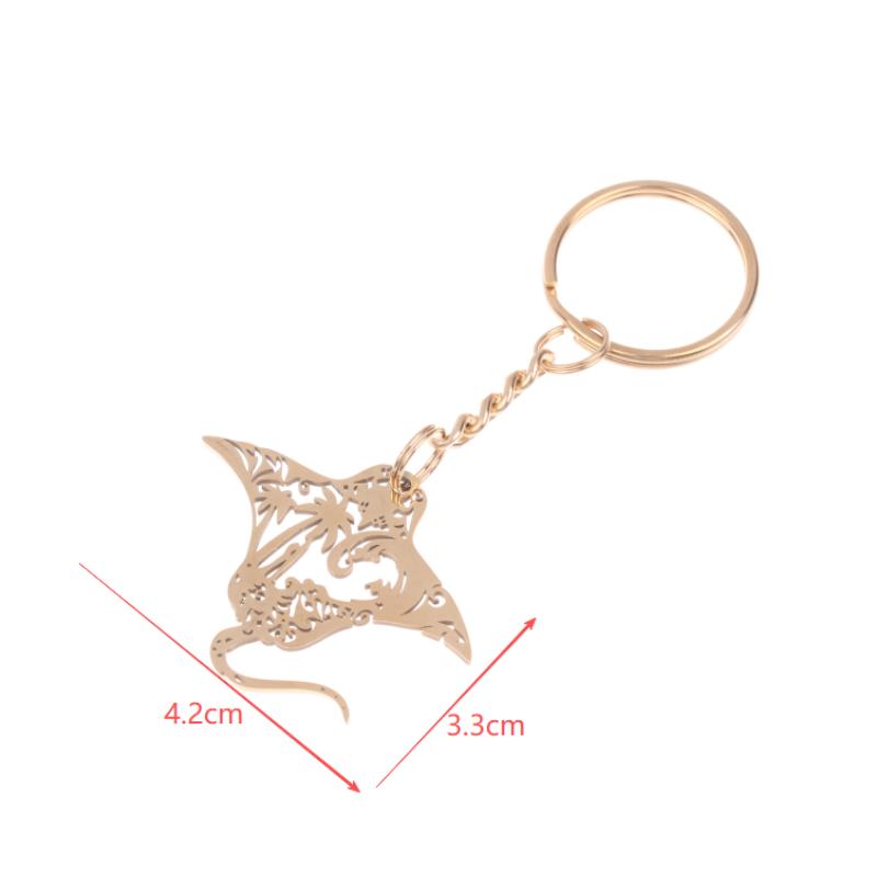 Cute Manta Ray Sea Devil Fish Pendant Necklace Keychain For Women Men Stainless Steel Jewelry Gift