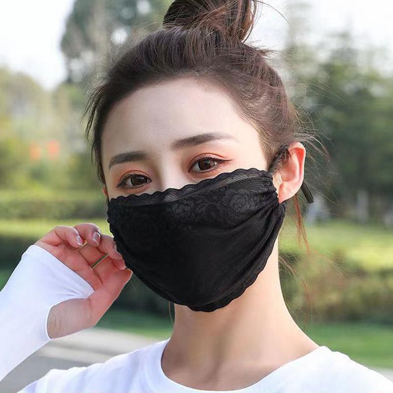 

Однотонная цветочная кружевная солнцезащитная маска с тонкими висячими ушками для защиты от ультрафиолета, солнцезащитный козырек от ультрафиолета, защитное покрытие для лица as the picture