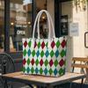 Colorful Argyle Pattern Tote Bag Fashion Daily Carry All Bag Versatile Casual Shoulder Bag for Women