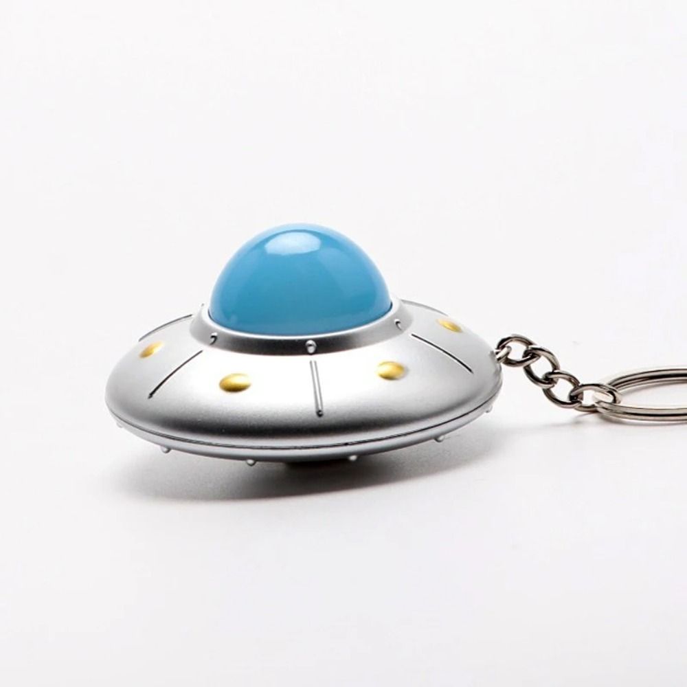 LED Light UFO Keyring Pendant Spaceship Model Keyring Kids Toy Flying Disc Keychain  Small Toy
