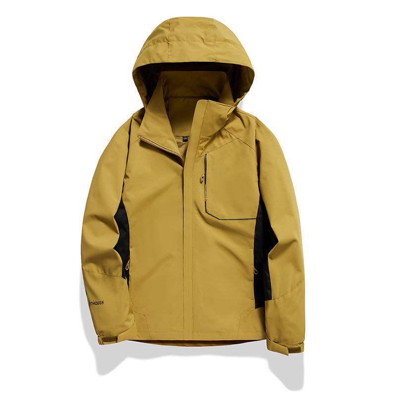 Jacket Men's Spring and Autumn Couple Solid Color Windproof Waterproof Sports Mountaineering Outdoor Hooded Removable Jacket