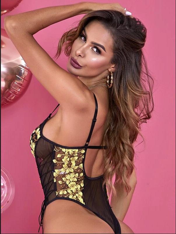 Women's Sexy and Slimming Embroidered Lace Bodysuit