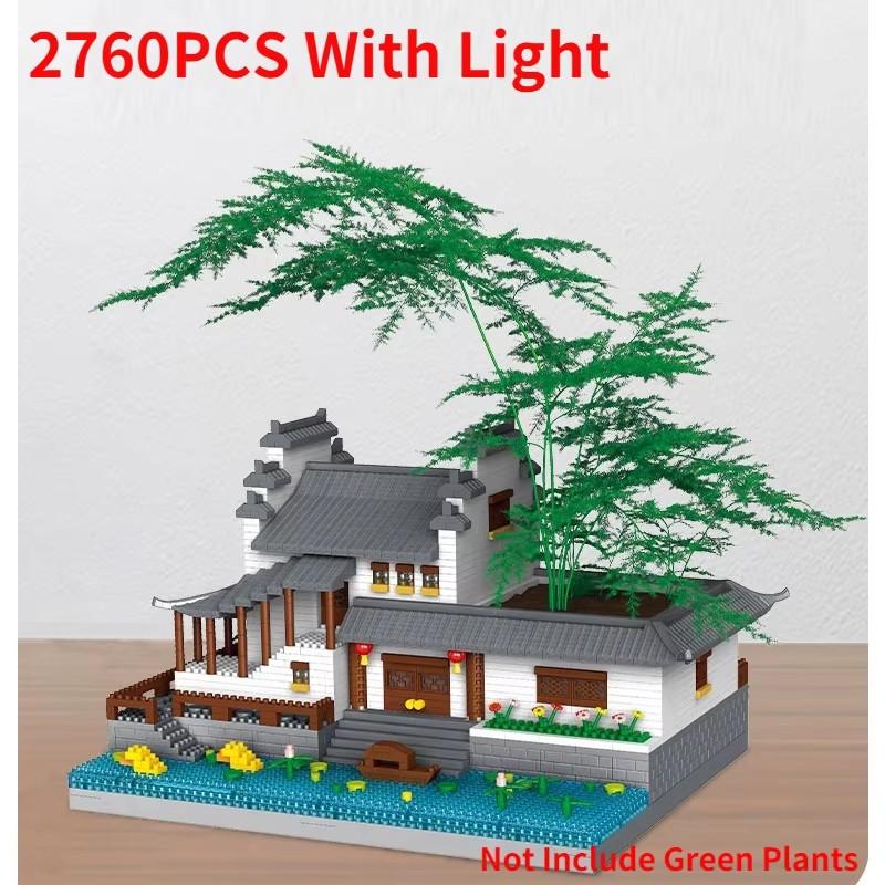 Chinese Architecture Micro Building Blocks Model Tower West Lake Trees Diy Diamond Bricks With Light Toys For Kids Adults Gift