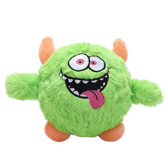 Cartoon Demon Dog Chew Toy Boredom Stress Relief Squeaky Ball Teething Toy Bite Resistant Interactive Stuffed Plushie Pet Supplies