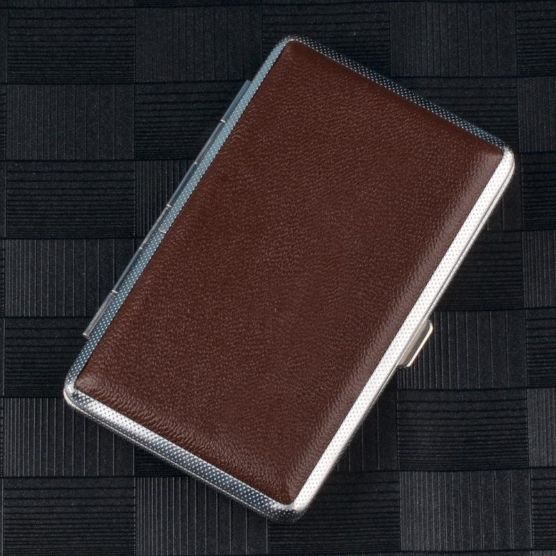 New 5.5 slim metal leather Cigarette case 20 pack portable personalized creative storage Cigarette Box Smoking Accessories