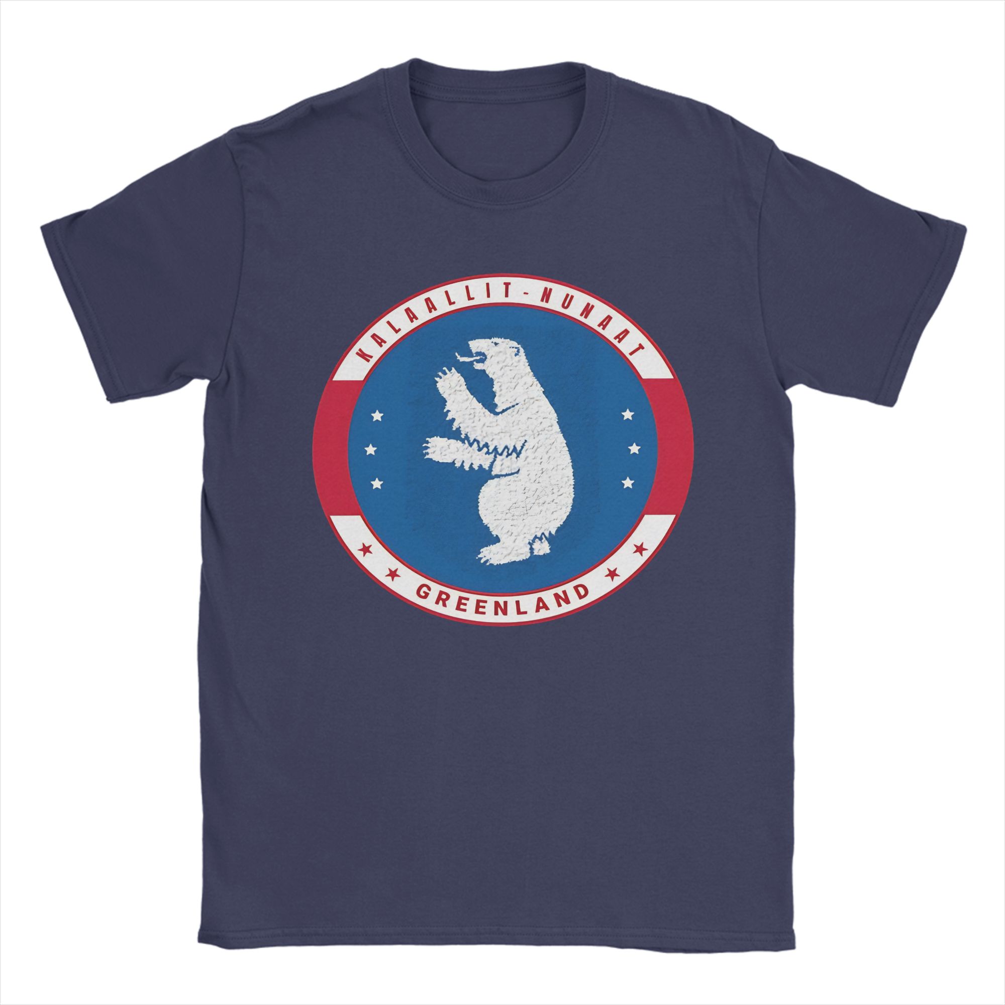 

Greenland Coat Of Arms Kalaallit Nunaat Polar Bear In Blue Red Cotton TShirt For Mens T Shirts ONeck Tee Shirt Big Size Tops 4XL