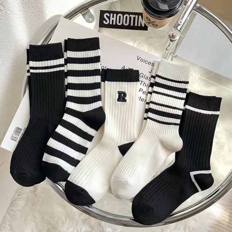 

Носки до середины икры Pabei в черно-белую полоску (10 пар)