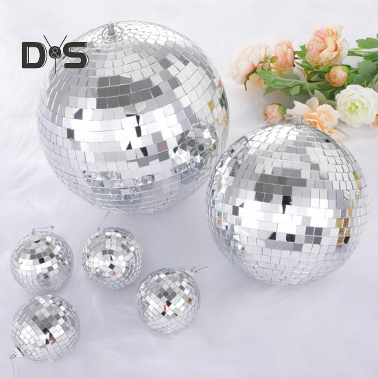Silverspegel Discokula Ornament Reflekterande Hängande Discokula Dekorationer för 70-tals Retro Fest Jul Födelsedagar Tillbehör