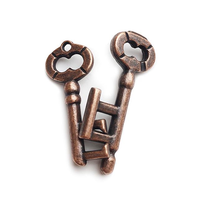 Adult and Children's Educational Alloy Key Lock Puzzle Toy: Luban and Kongming Locks with Nine-Linked Rings