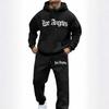 Trendy Hooded Letter Print Sweatshirt Set for Autumn/Winter
