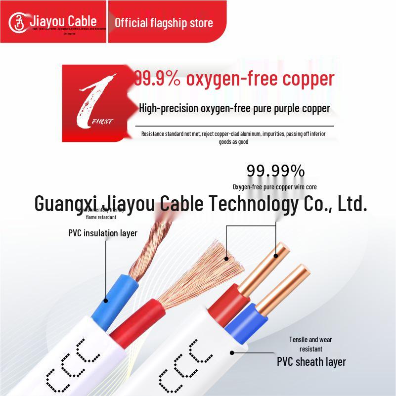 JiaYou Pure Copper RVVB/BVVB Soft Wire: 2.5, 1.5, 4, 6 Sq mm Single Strand Power Cord for Home