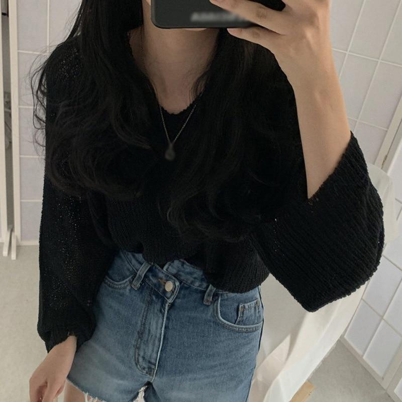 

Женский свитер в стиле lazy, женский свободный тонкий трикотаж, солнцезащитный для женщин, весна-лето one size