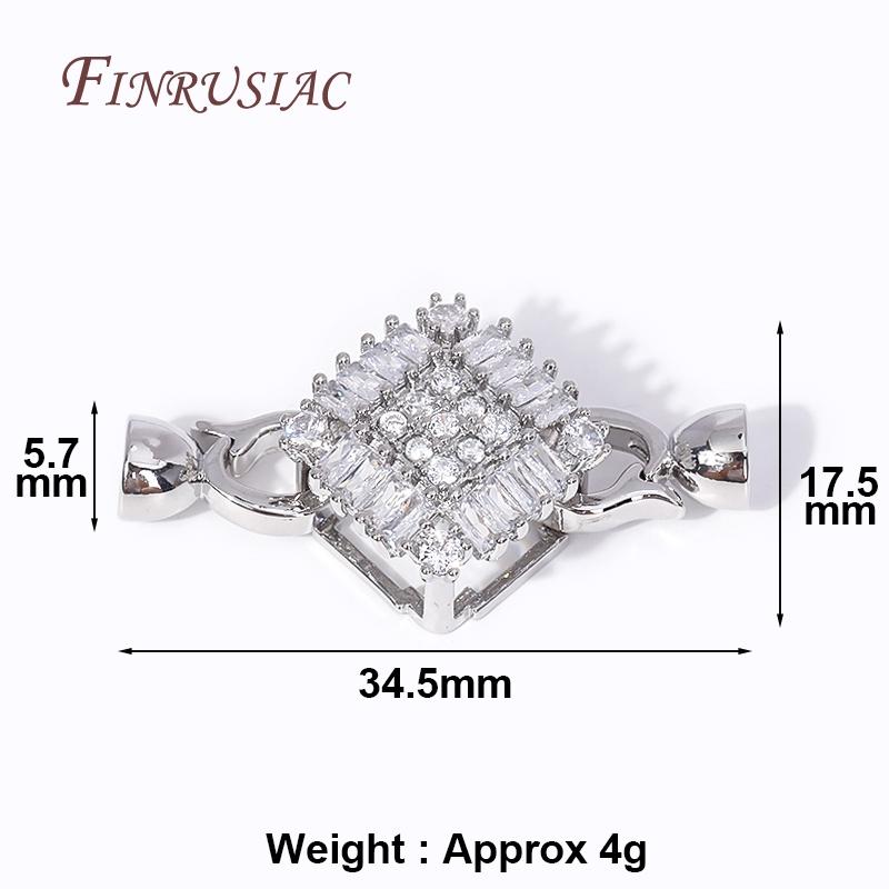 18K Gold Plated Inlay Zircon Square Connector Lock For Pearl Necklace Making,High Quality Beads End Cap Clasp Fastener