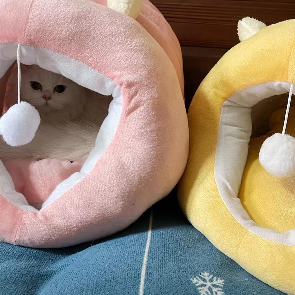 Deep Sleep Cat Bed Cartoon Pet Bed Foldable Removable Washable Pet Sleeping Bed for Small Dog Mat Bag Cave Cats Bed