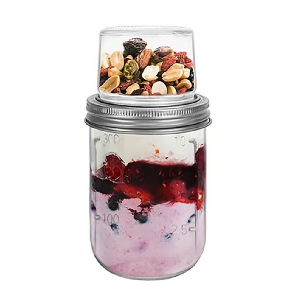 Dry Wet Separation Overnight Oats Containers Dual-Layer Mason Jars Glass Sealed Jar  Food Storage