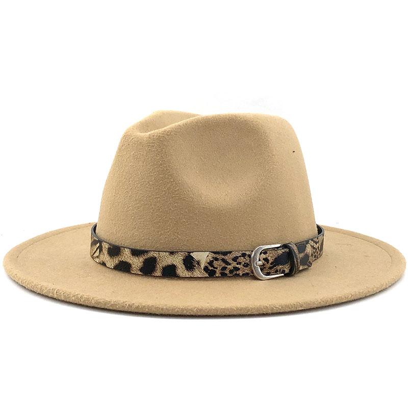 Frauen Männer Wolle Fedora Hut Mit Leder Band Gentleman Elegante Dame Winter Herbst Breite Krempe Jazz Kirche Panama Sombrero Kappe